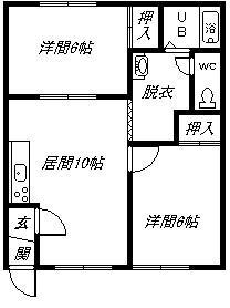 サンコート神楽(2LDK/2階)の間取り写真