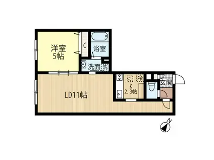 BILLS 桔梗KIKYO(1LDK/3階)の間取り写真