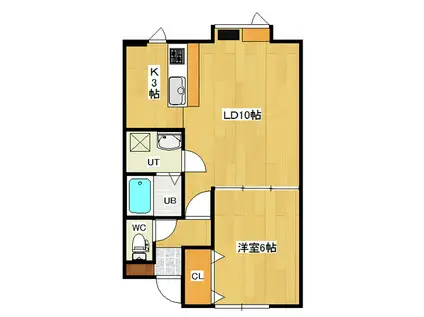 ＪＲ石北本線 北見駅 徒歩25分 2階建 築26年(1LDK/1階)の間取り写真
