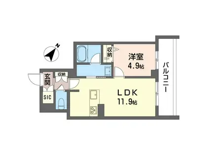 ＪＲ山手線 駒込駅 徒歩8分 4階建 新築(1LDK/2階)の間取り写真