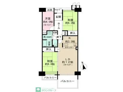 グリーンハイツ車返南2号棟(3LDK/4階)の間取り写真