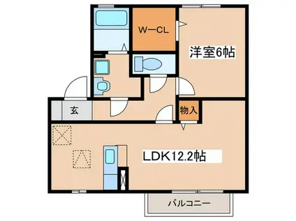 エスペランサA(1LDK/2階)の間取り写真