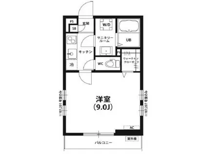 リブリ・シロヤマB(1K/1階)の間取り写真