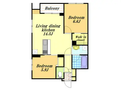ハレレアレイ(2LDK/3階)の間取り写真