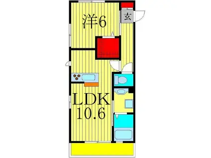 プライムメゾン(1LDK/2階)の間取り写真