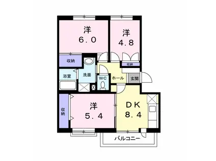 小阪西町III番館(3DK/3階)の間取り写真