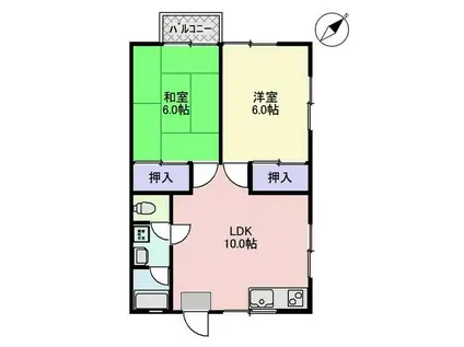 ダイヤモンド佐原 リバーサイド(2LDK/2階)の間取り写真