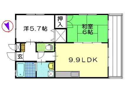 YSガーデン(2LDK/1階)の間取り写真