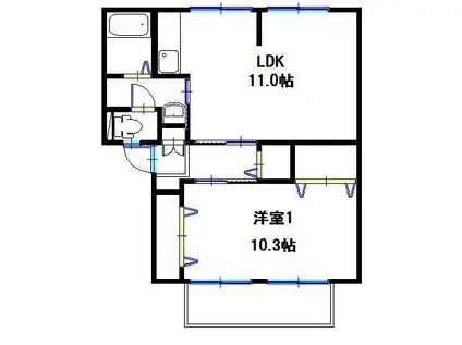 サンライフ雅(1LDK/1階)の間取り写真