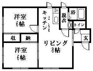エミネント(2LDK/1階)の間取り写真