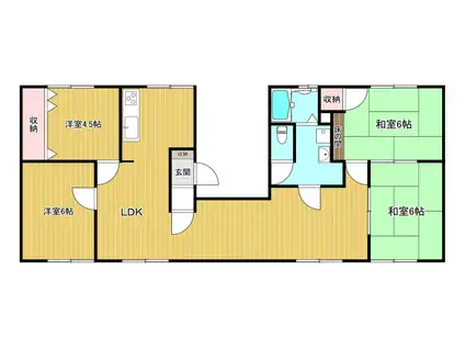 パナハイツアベニュー西棟(4LDK/1階)の間取り写真