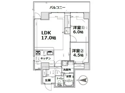 シティコート目黒2棟(2LDK/2階)の間取り写真
