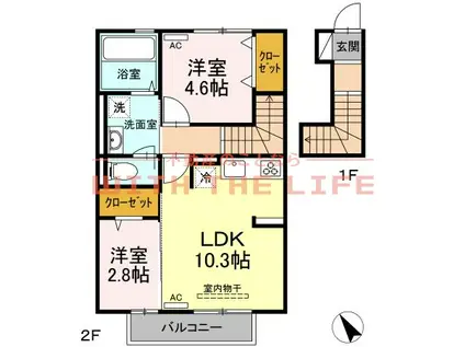 ＪＲ鹿児島本線 羽犬塚駅 徒歩92分 2階建 築5年(2LDK/2階)の間取り写真