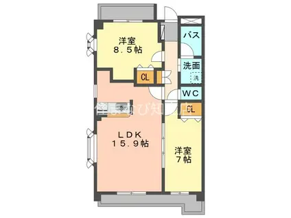 ロイヤルスクエア(2LDK/3階)の間取り写真