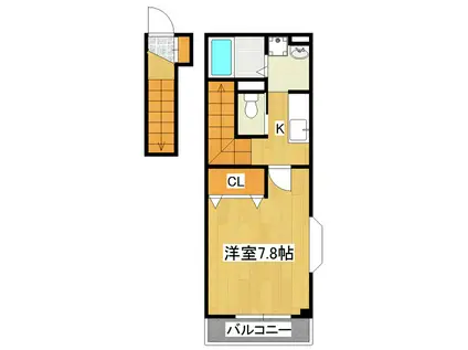 ワイズコートII(1K/2階)の間取り写真