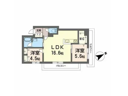 カーサ・アチェロ(2LDK/2階)の間取り写真