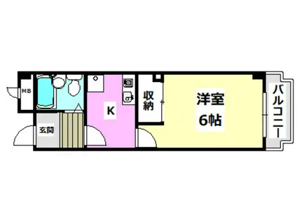 ブライトンヒルズ箕面(1K/2階)の間取り写真