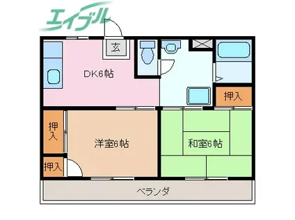 グリーンパーク一栄(2DK/2階)の間取り写真