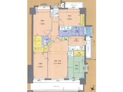 アーサー久留米グランセ(4LDK/2階)の間取り写真