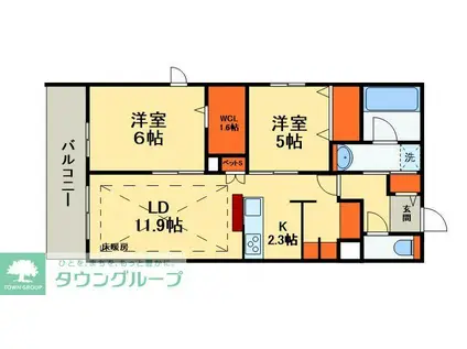 プレミアメゾン(2LDK/2階)の間取り写真
