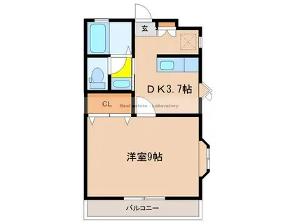 グレイトネス(1DK/2階)の間取り写真