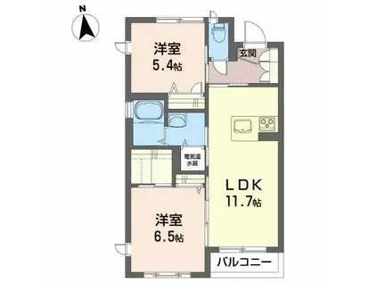 メゾンマスト郡山(2LDK/1階)の間取り写真