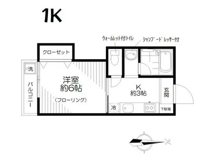 コーポチトセ(1K/1階)の間取り写真