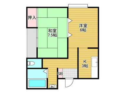 ハイツジェルミー(2K/2階)の間取り写真