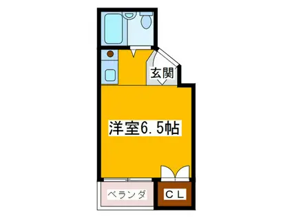 カーサ上汐(ワンルーム/3階)の間取り写真