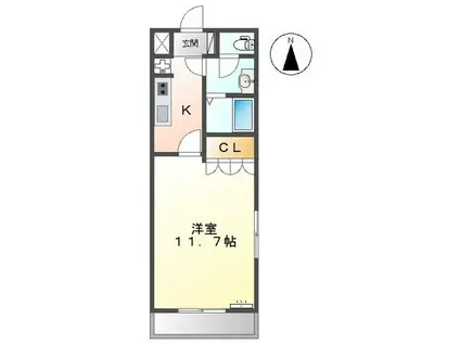 グランドール(1K/1階)の間取り写真