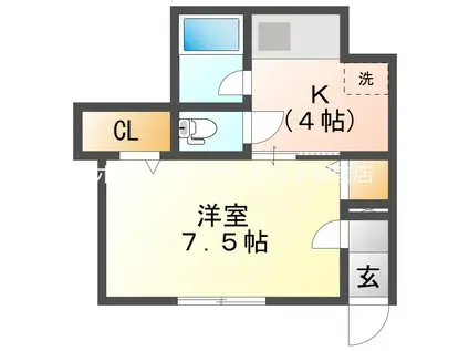 コーポお鷹の道(1K/1階)の間取り写真