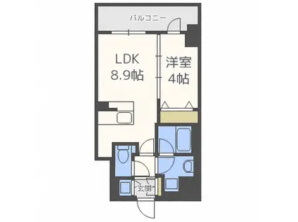バロンドール(1LDK/9階)の間取り写真