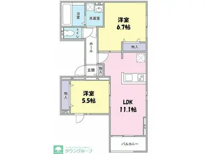 ELEGANTE SERENO(2LDK/2階)の間取り写真