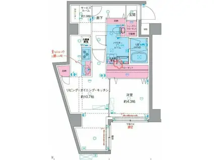 GENOVIA東向島IV(1SLDK/1階)の間取り写真