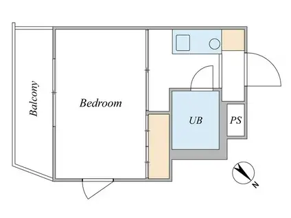 ヒルトップテラス三春台(1K/1階)の間取り写真