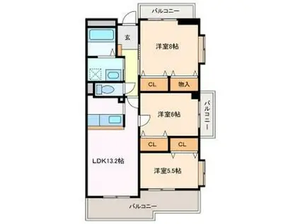 LANDMARK玉垣(3LDK/7階)の間取り写真