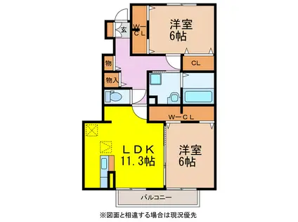 ルピナアサイ(2LDK/1階)の間取り写真