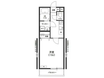 リブリクレイン(1K/2階)の間取り写真