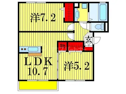 ソーレルーチェ(2LDK/2階)の間取り写真