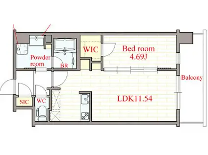 CASA REGULUS FUKUSHIMA NODA(1LDK/4階)の間取り写真