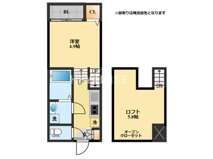 MODERN PALAZZO 貝津GRASSE(1SK/1階)の間取り写真