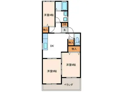 メゾンねむの木(3DK/2階)の間取り写真