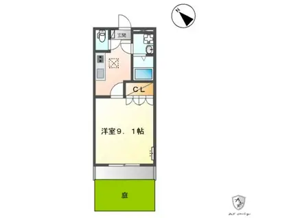 サンクチュアリー(1K/1階)の間取り写真