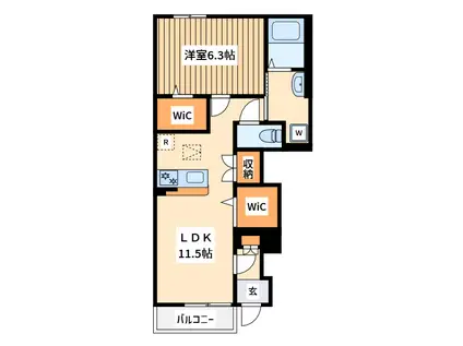 カキノキテラス(1LDK/1階)の間取り写真