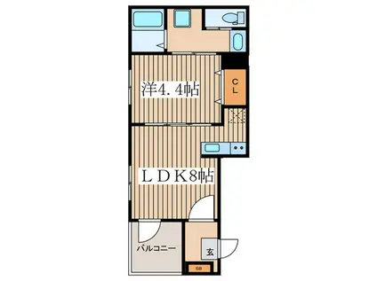 ハーモニーテラス豊田本町(1LDK/2階)の間取り写真