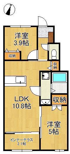 ラグーナ青葉台(2LDK/1階)の間取り写真