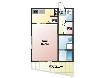 ハイツウエストII(1K/1階)の間取り写真