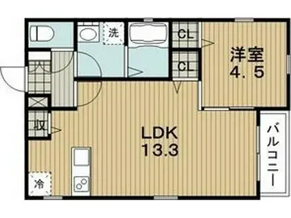 AZUR美園(1LDK/3階)の間取り写真
