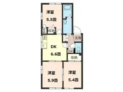 WIN湘南 A(3DK/1階)の間取り写真