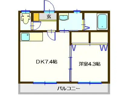 グレイスコート泉中央(1DK/1階)の間取り写真